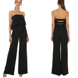 Jay Godfrey | Moore Strapless Ruffle Jumpsuit Wide Leg Cut Out Black Size 2